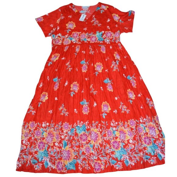 NWT Only Necessities Women's Plus Size Floral Cotton Summer Dress Size 1X 22/24 - Picture 9 of 10